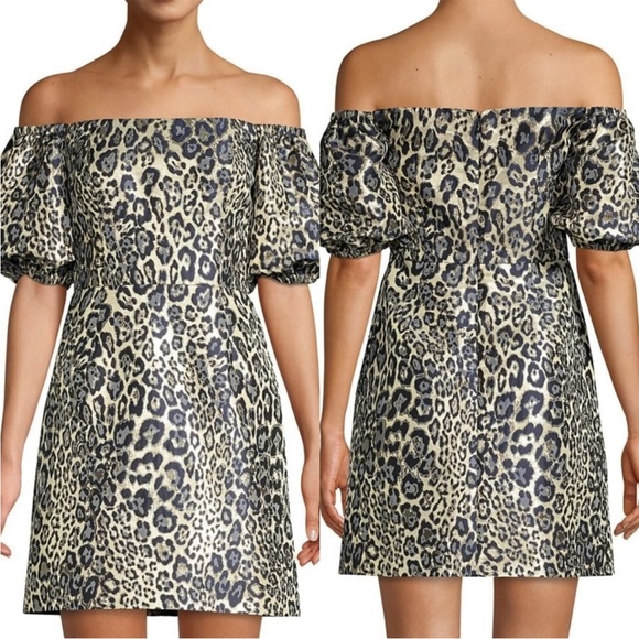 Aidan Mattox strapless, leopard cocktail dress with off the shoulder sleeves - Picture 7 of 8
